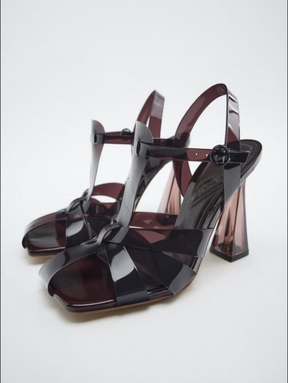 Zara Heels NWT Size 10 EU 41 Vinyl Blue Sandals Ankle Strap Cocktail Coquette